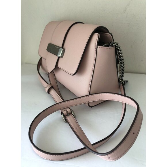 $198 Dkny Smooth Leather Cashmere Blush Pink Val Flap Shoulder Handbag - Picture 7 of 14
